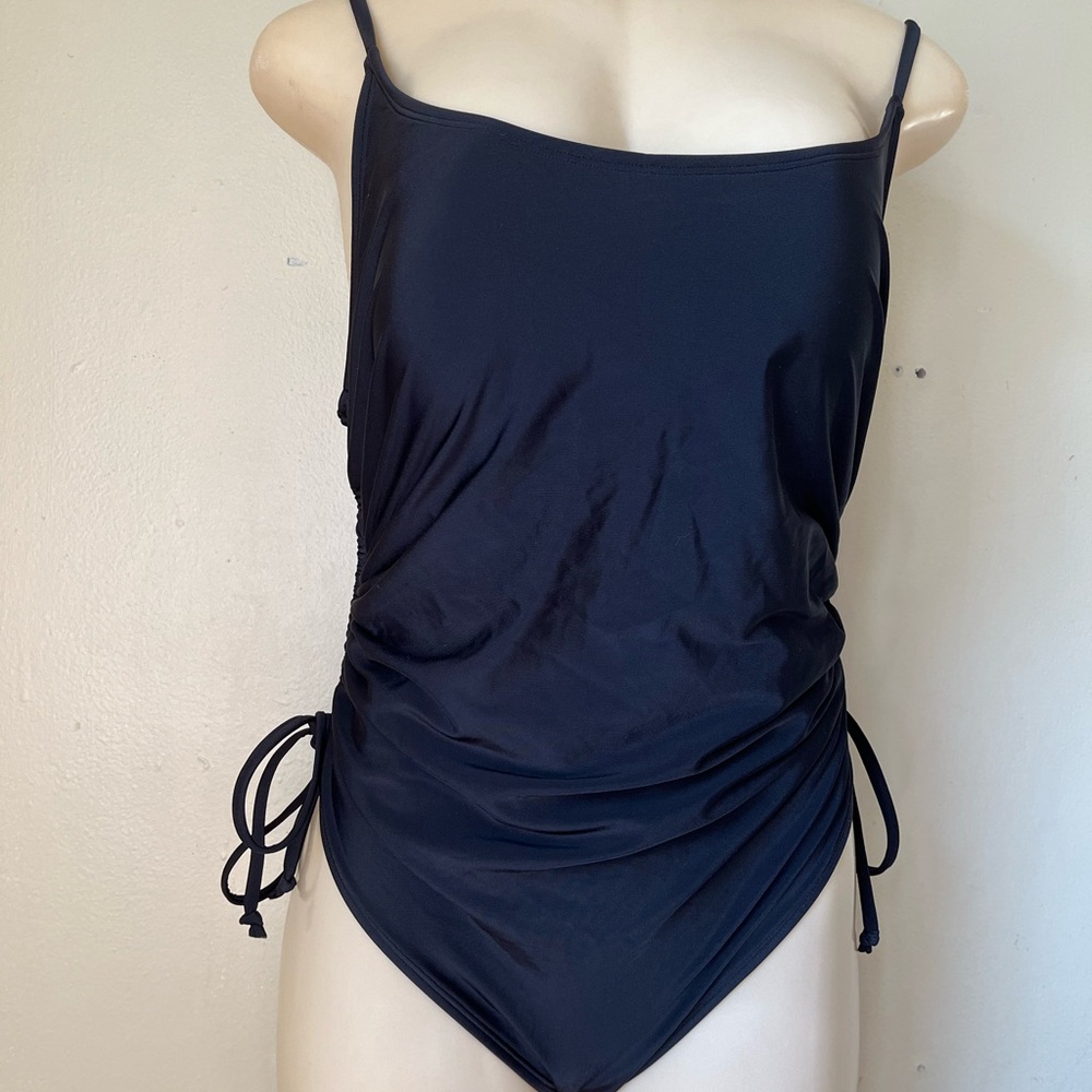 Black Ruched One-Piece Swimsuit